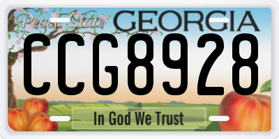 GA license plate CCG8928