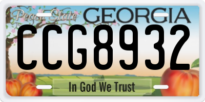 GA license plate CCG8932