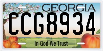 GA license plate CCG8934