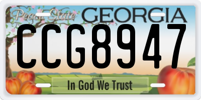 GA license plate CCG8947