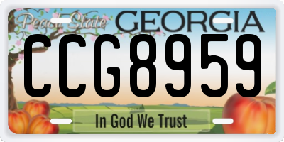 GA license plate CCG8959