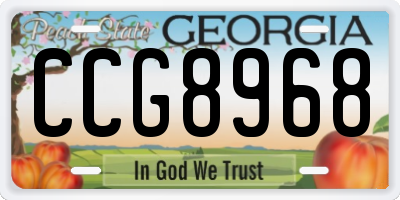 GA license plate CCG8968
