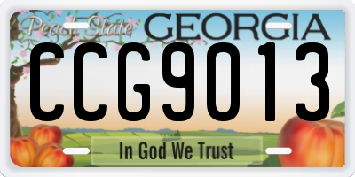 GA license plate CCG9013