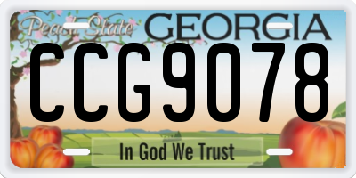 GA license plate CCG9078