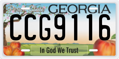GA license plate CCG9116