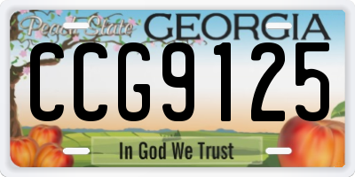 GA license plate CCG9125