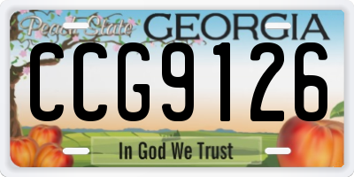 GA license plate CCG9126