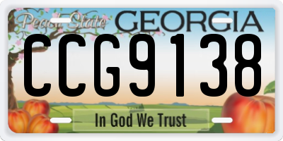 GA license plate CCG9138