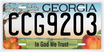 GA license plate CCG9203