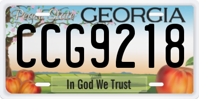 GA license plate CCG9218