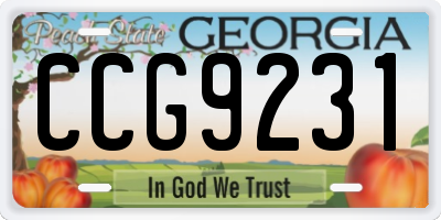 GA license plate CCG9231