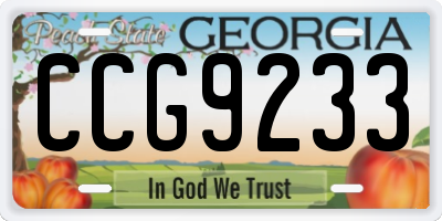 GA license plate CCG9233