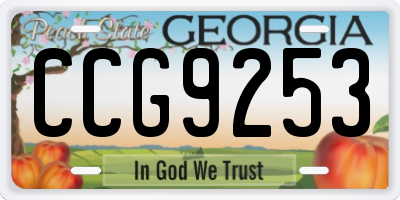 GA license plate CCG9253