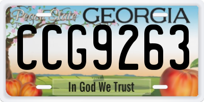 GA license plate CCG9263
