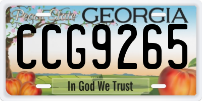 GA license plate CCG9265