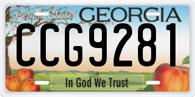 GA license plate CCG9281