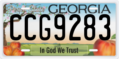 GA license plate CCG9283