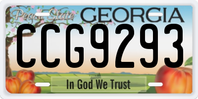 GA license plate CCG9293