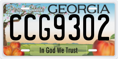 GA license plate CCG9302