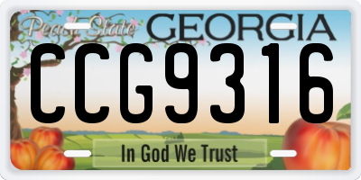 GA license plate CCG9316