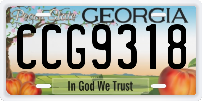 GA license plate CCG9318