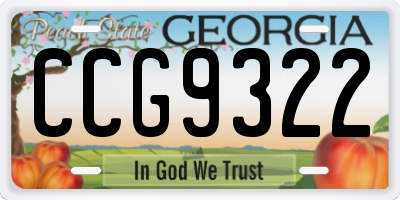 GA license plate CCG9322