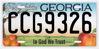 GA license plate CCG9326