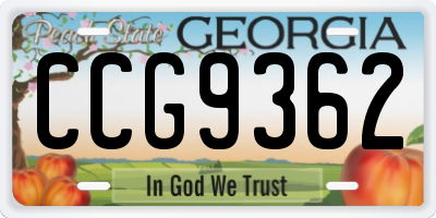 GA license plate CCG9362