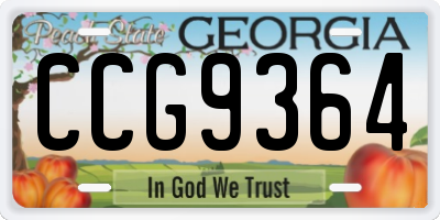 GA license plate CCG9364
