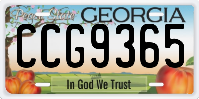 GA license plate CCG9365