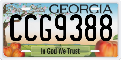 GA license plate CCG9388