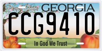 GA license plate CCG9410