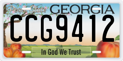 GA license plate CCG9412