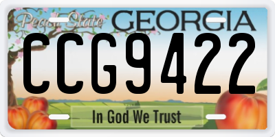 GA license plate CCG9422
