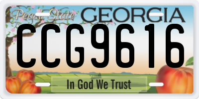 GA license plate CCG9616