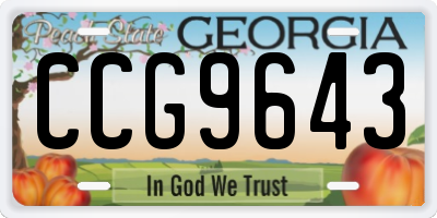 GA license plate CCG9643