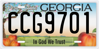 GA license plate CCG9701