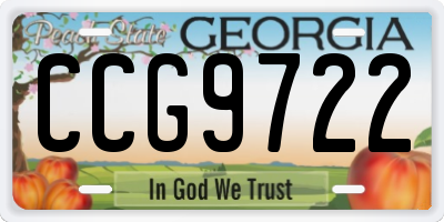 GA license plate CCG9722