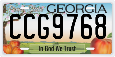 GA license plate CCG9768
