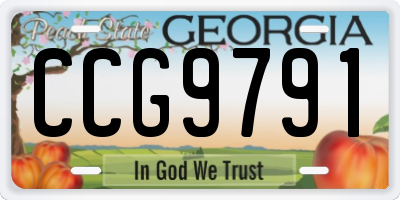 GA license plate CCG9791