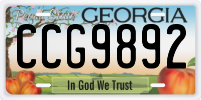 GA license plate CCG9892