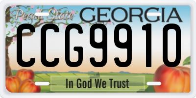 GA license plate CCG9910
