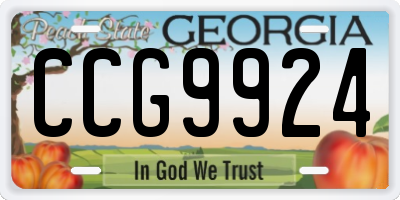 GA license plate CCG9924