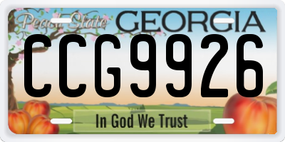 GA license plate CCG9926