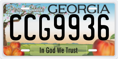 GA license plate CCG9936
