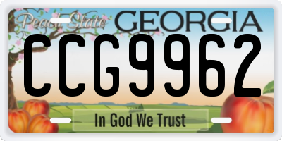 GA license plate CCG9962