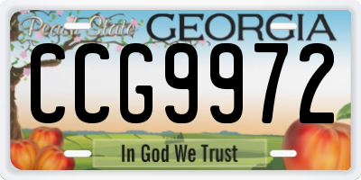 GA license plate CCG9972