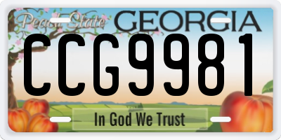 GA license plate CCG9981