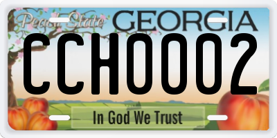 GA license plate CCH0002