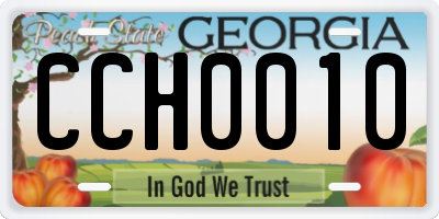 GA license plate CCH0010